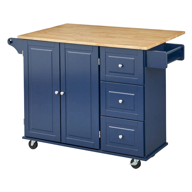 Simple Living 3-drawer Drop Leaf Kitchen Cart