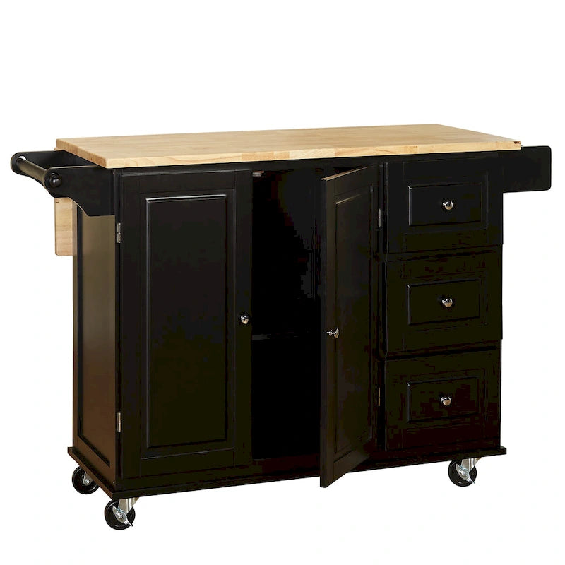 Simple Living 3-drawer Drop Leaf Kitchen Cart