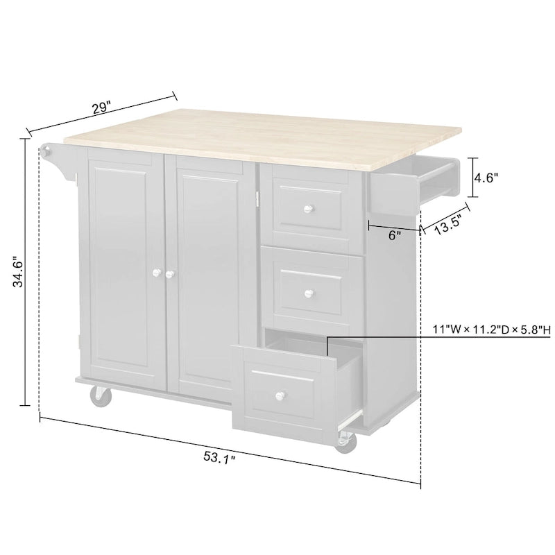Simple Living 3-drawer Drop Leaf Kitchen Cart