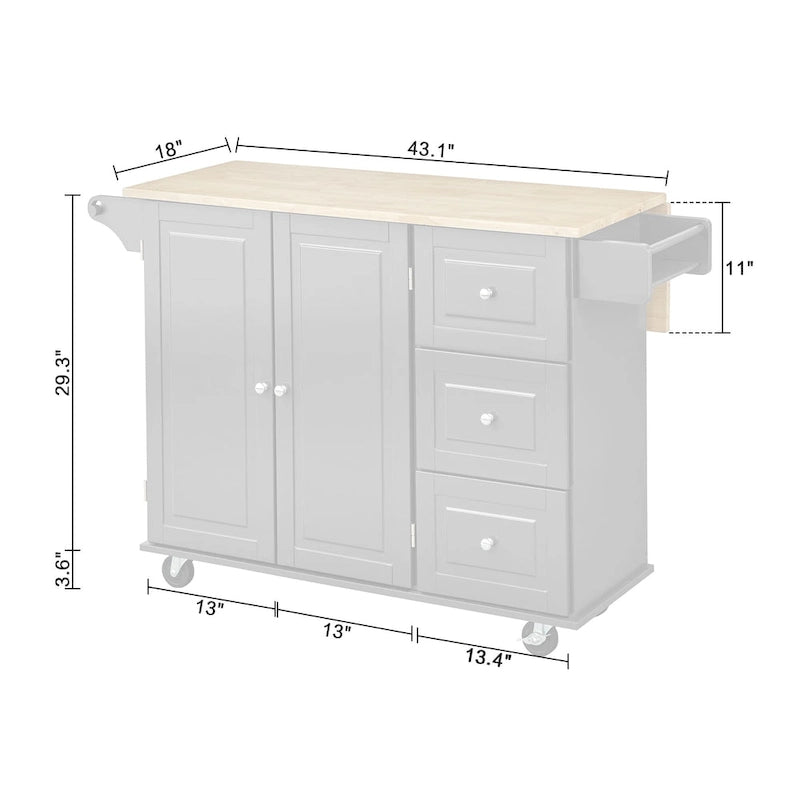 Simple Living 3-drawer Drop Leaf Kitchen Cart