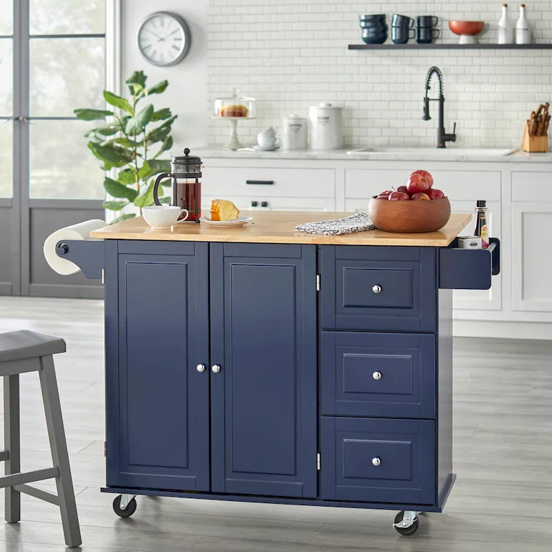 Simple Living 3-drawer Drop Leaf Kitchen Cart