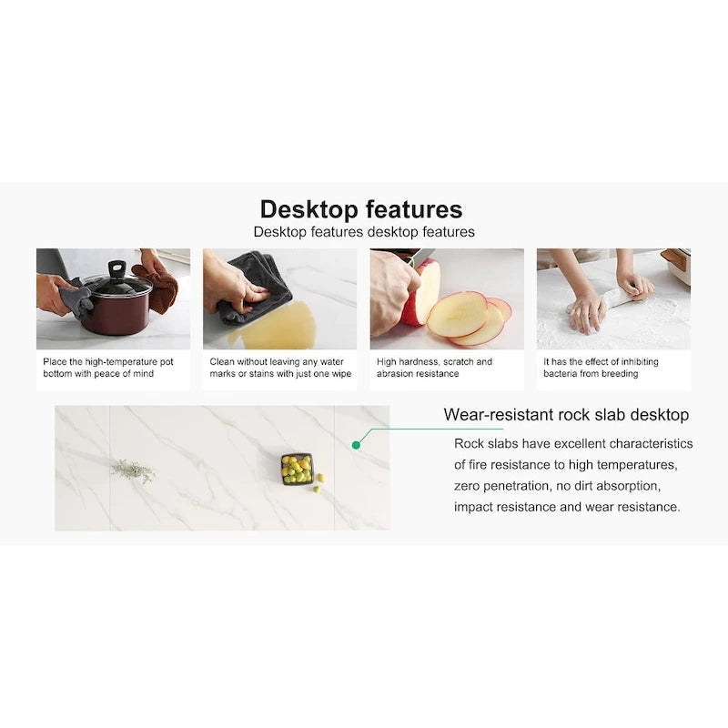 9 - Piece 110.24 Extendable Sintered Stone Dining Table and 8 Leather Chairs Dining Set