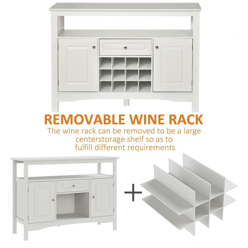 HOMCOM Modern Kitchen Buffet Bar Cabinet Storage with Drawer and 12-Bottle Wine Rack for Living Room - 45.75*15.75*32.5