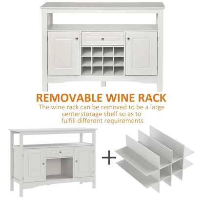 HOMCOM Modern Kitchen Buffet Bar Cabinet Storage with Drawer and 12-Bottle Wine Rack for Living Room - 45.75*15.75*32.5