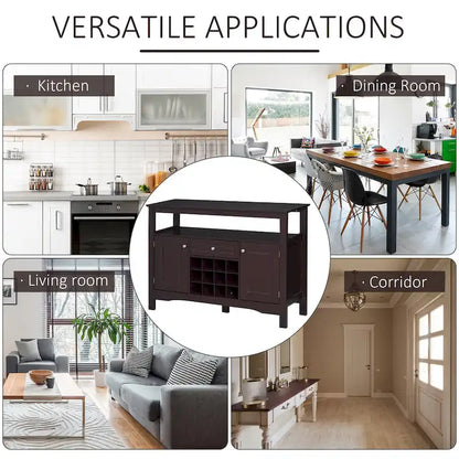 HOMCOM Modern Kitchen Buffet Bar Cabinet Storage with Drawer and 12-Bottle Wine Rack for Living Room - 45.75*15.75*32.5