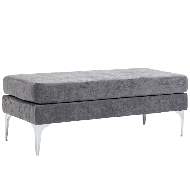 HOMCOM 48 End of Bed Bench, Upholstered Entryway Bench with Double Layer Seat Cushions and Steel Legs, Bedroom Bench, Dark Gray