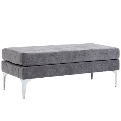 HOMCOM 48 End of Bed Bench, Upholstered Entryway Bench with Double Layer Seat Cushions and Steel Legs, Bedroom Bench, Dark Gray