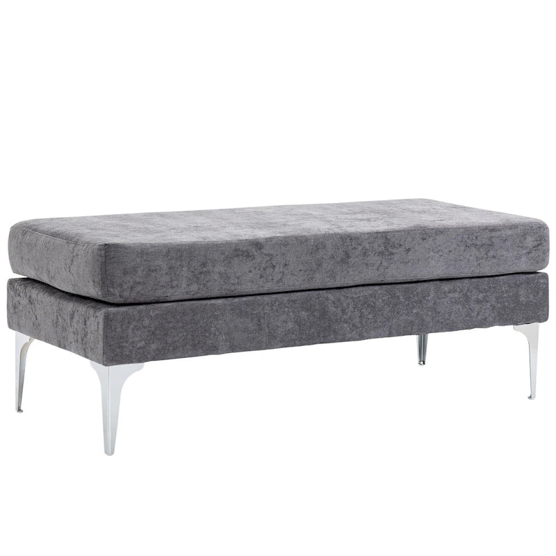 HOMCOM 48 End of Bed Bench, Upholstered Entryway Bench with Double Layer Seat Cushions and Steel Legs, Bedroom Bench, Dark Gray