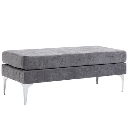HOMCOM 48 End of Bed Bench, Upholstered Entryway Bench with Double Layer Seat Cushions and Steel Legs, Bedroom Bench, Dark Gray