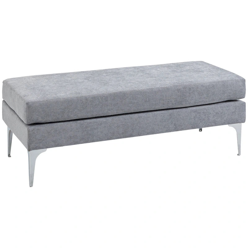 HOMCOM 48 End of Bed Bench, Upholstered Entryway Bench with Double Layer Seat Cushions and Steel Legs, Bedroom Bench, Dark Gray
