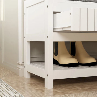 68.5H Hall Tree with Bench and Shoe Storage White/Black/Grey