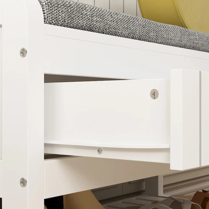 68.5H Hall Tree with Bench and Shoe Storage White/Black/Grey