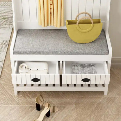 68.5H Hall Tree with Bench and Shoe Storage White/Black/Grey