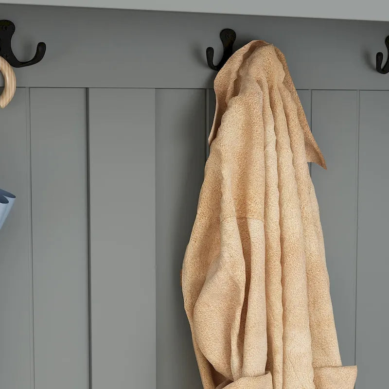 68.5H Hall Tree with Bench and Shoe Storage White/Black/Grey