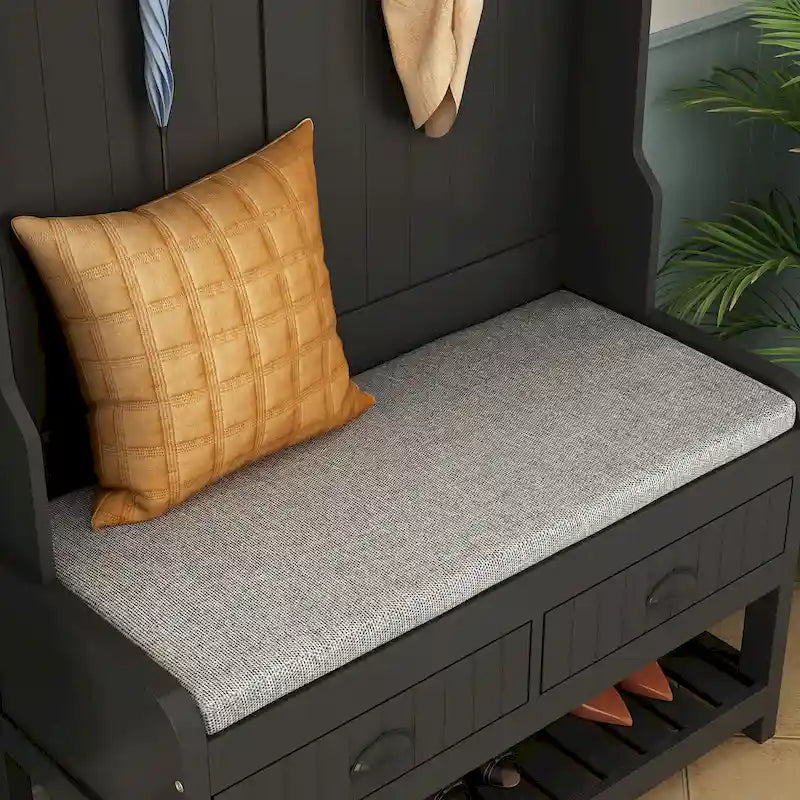 68.5H Hall Tree with Bench and Shoe Storage White/Black/Grey