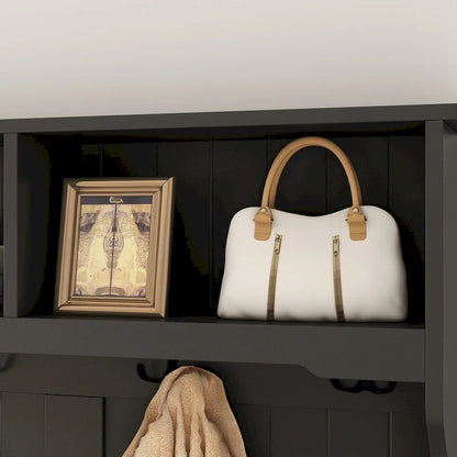 68.5H Hall Tree with Bench and Shoe Storage White/Black/Grey