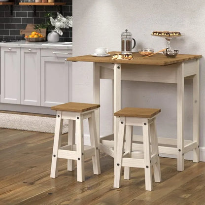 Solid Pine Drop Leaf Table 3-piece Dining Set