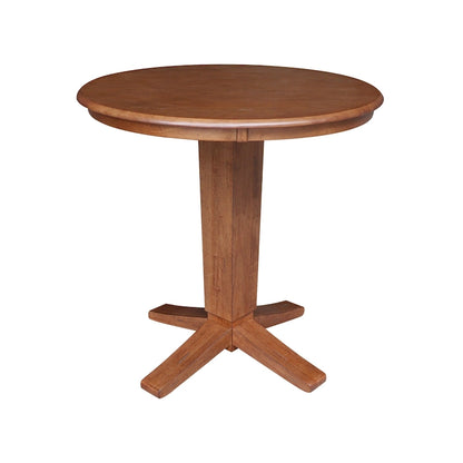 36 in Solid Wood Round Top Counter Height Pedestal Dining Table