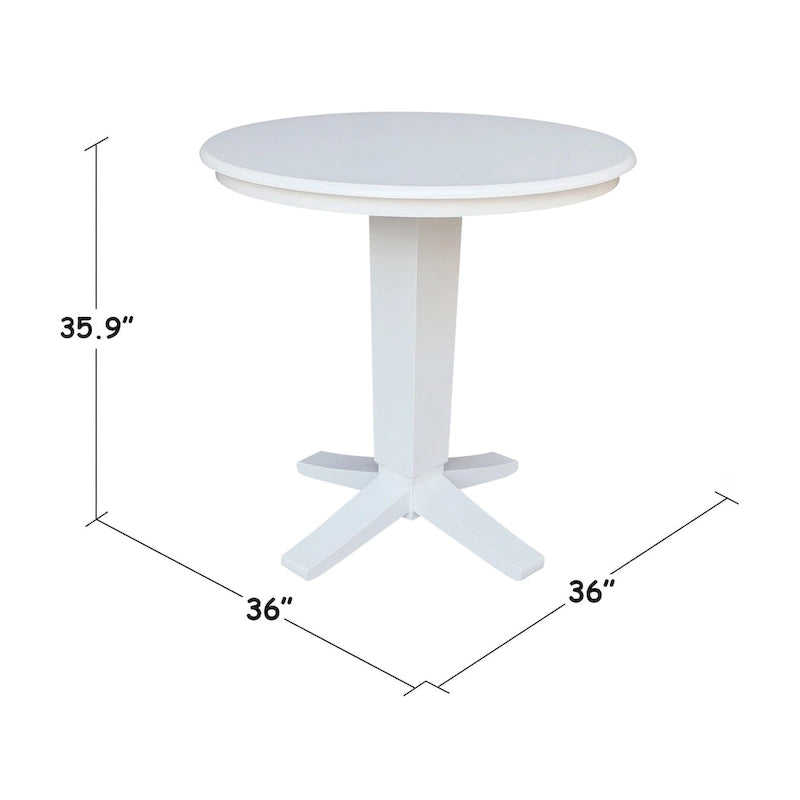 36 in Solid Wood Round Top Counter Height Pedestal Dining Table