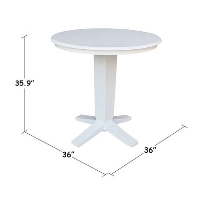 36 in Solid Wood Round Top Counter Height Pedestal Dining Table