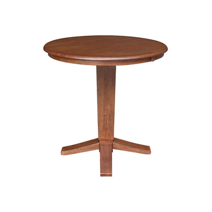 36 in Solid Wood Round Top Counter Height Pedestal Dining Table