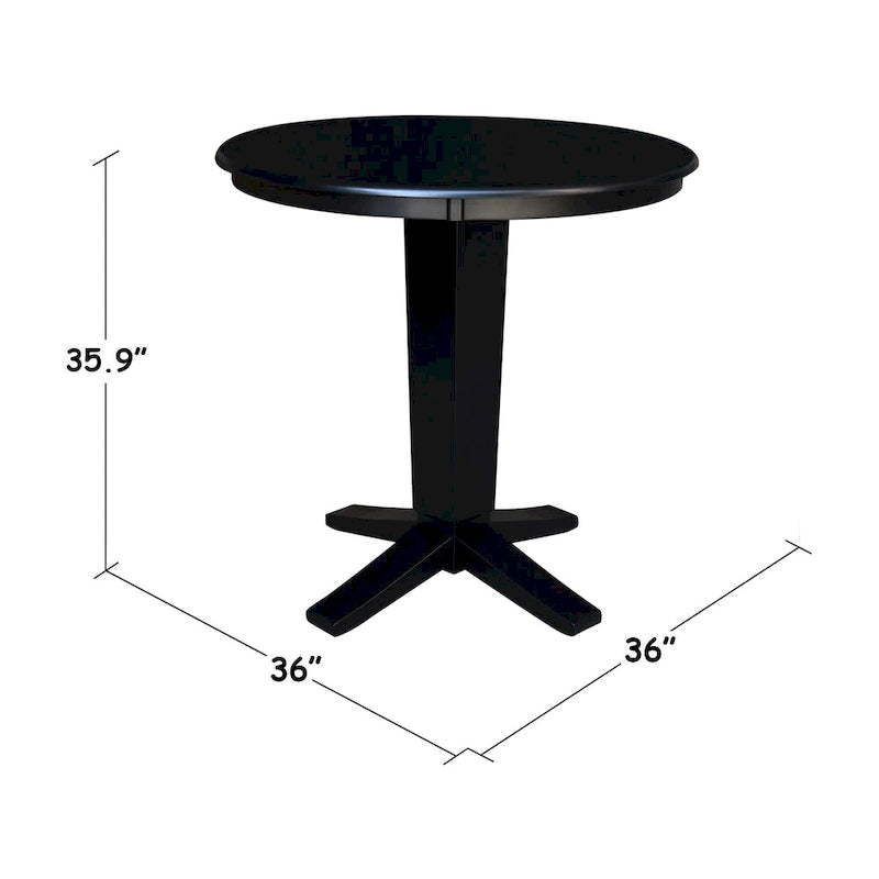 36 in Solid Wood Round Top Counter Height Pedestal Dining Table