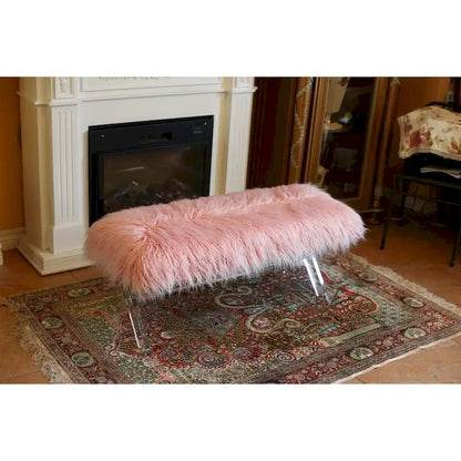 Best Quality Furniture X-Leg Faux Fur Bench