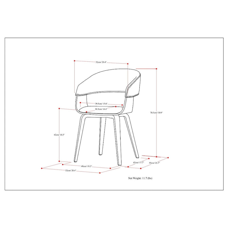 WYNDENHALL Calinda Mid Century Modern Bentwood Single Dining Chair - 20.5w x 21.7d x 30.9h