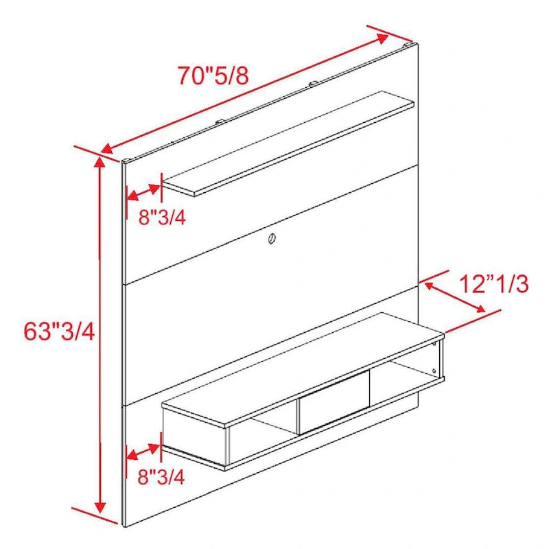 Midtown Concept 2-shelf Engineered Wood 70-inch TV Board for Flat Screens