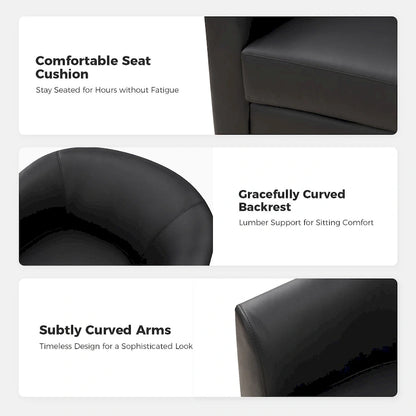 Haley Modern Swivel Barrel Faux Leather Chair with Solid Wood Base by HULALA HOME