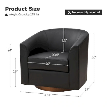 Haley Modern Swivel Barrel Faux Leather Chair with Solid Wood Base by HULALA HOME