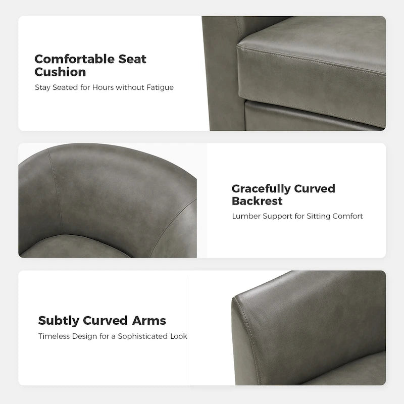 Haley Modern Swivel Barrel Faux Leather Chair with Solid Wood Base by HULALA HOME