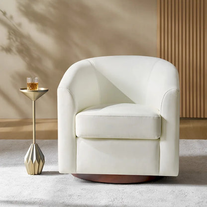 Haley Modern Swivel Barrel Faux Leather Chair with Solid Wood Base by HULALA HOME