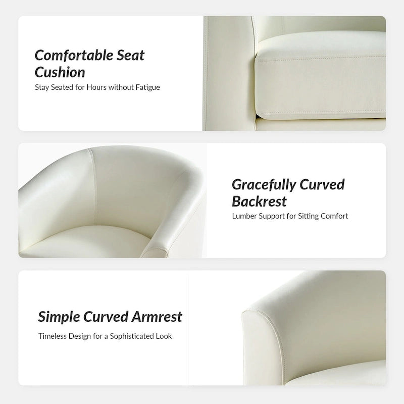 Haley Modern Swivel Barrel Faux Leather Chair with Solid Wood Base by HULALA HOME