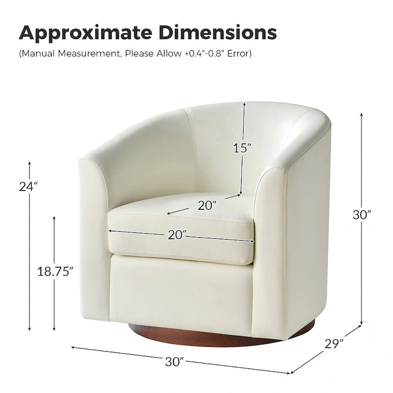 Haley Modern Swivel Barrel Faux Leather Chair with Solid Wood Base by HULALA HOME