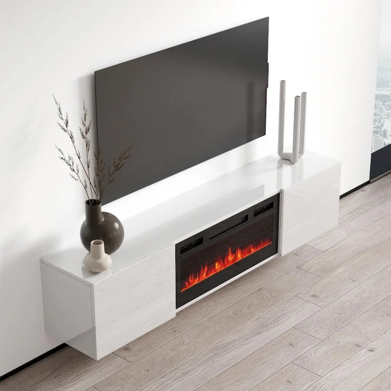 Cali EF Wall Mounted Electric Fireplace Modern 72 TV Stand