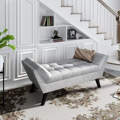 Andeworld end of bed bench Entryway Bench Modern Fabric Footstool for Hallway with Wooden Legs