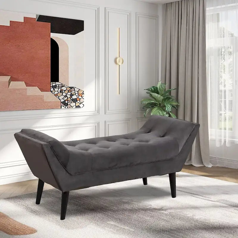 Andeworld end of bed bench Entryway Bench Modern Fabric Footstool for Hallway with Wooden Legs