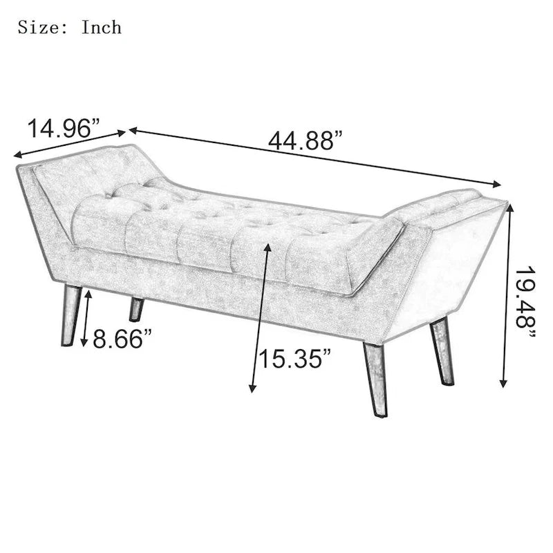 Andeworld end of bed bench Entryway Bench Modern Fabric Footstool for Hallway with Wooden Legs