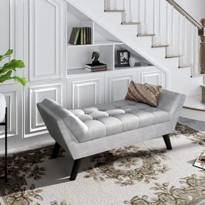 Andeworld end of bed bench Entryway Bench Modern Fabric Footstool for Hallway with Wooden Legs