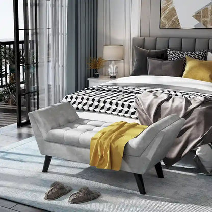 Andeworld end of bed bench Entryway Bench Modern Fabric Footstool for Hallway with Wooden Legs