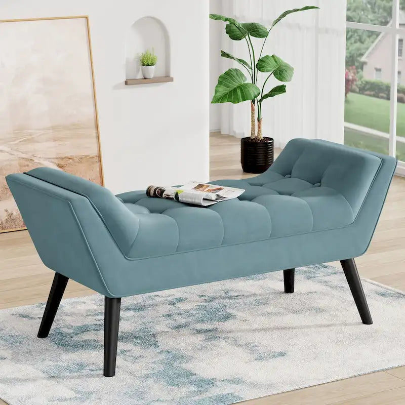 Andeworld end of bed bench Entryway Bench Modern Fabric Footstool for Hallway with Wooden Legs