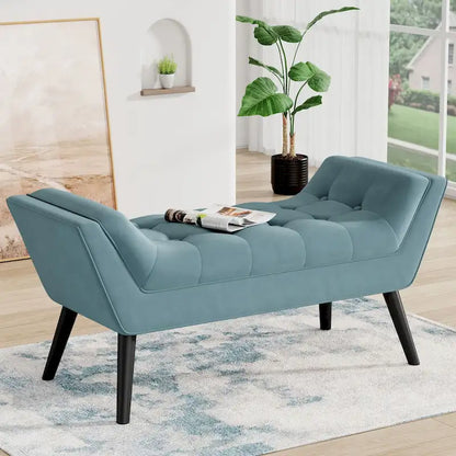 Andeworld end of bed bench Entryway Bench Modern Fabric Footstool for Hallway with Wooden Legs