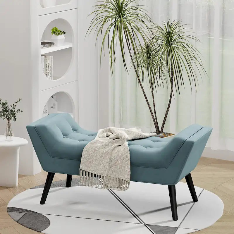 Andeworld end of bed bench Entryway Bench Modern Fabric Footstool for Hallway with Wooden Legs