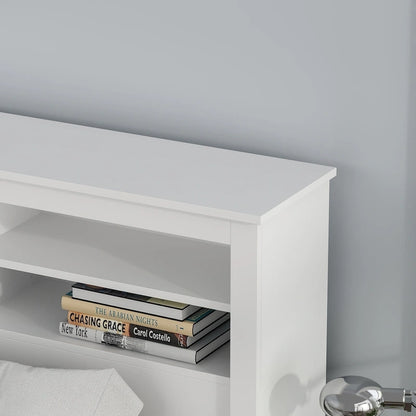 Queen Size Bookcase Headboard With A Hole For Passing Cords & Lights