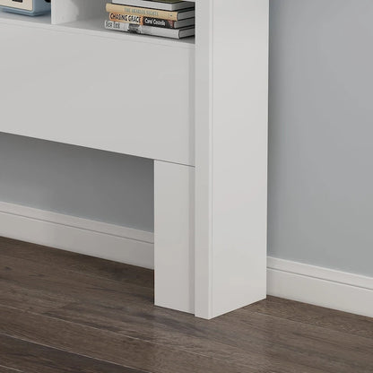 Queen Size Bookcase Headboard With A Hole For Passing Cords & Lights