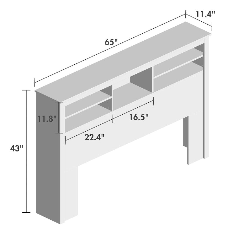 Queen Size Bookcase Headboard With A Hole For Passing Cords & Lights