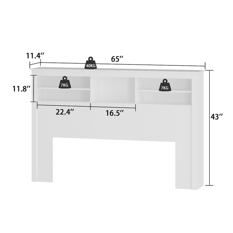 Queen Size Bookcase Headboard With A Hole For Passing Cords & Lights