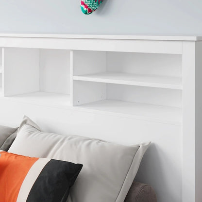 Queen Size Bookcase Headboard With A Hole For Passing Cords & Lights
