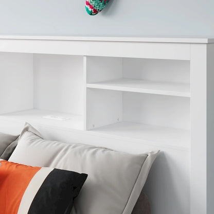 Queen Size Bookcase Headboard With A Hole For Passing Cords & Lights
